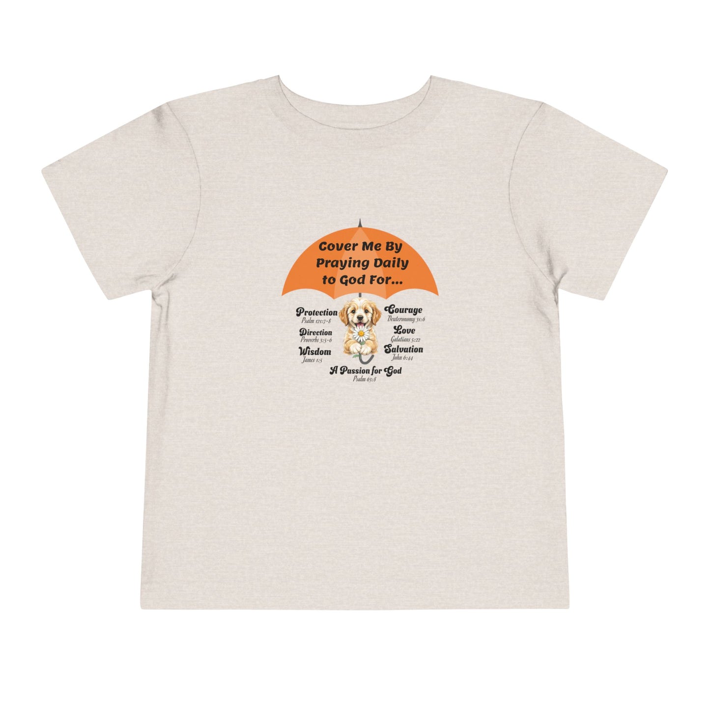Toddler Short Sleeve Tee, Christian, Faith-Based, Cover Me With Prayer, Cute Puppy