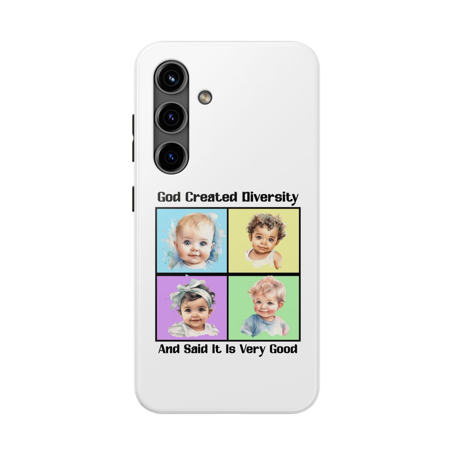 God Created Diversity and Said It Is Very Good, Cute Babies in Square3- Phone Case, Christian, Faith-Based