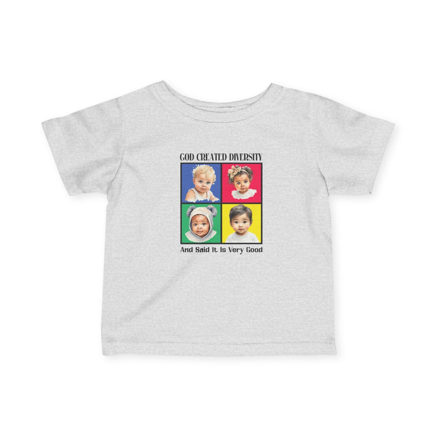 Infant Tee — "God Created Diversity" Colorful Baby Graphic