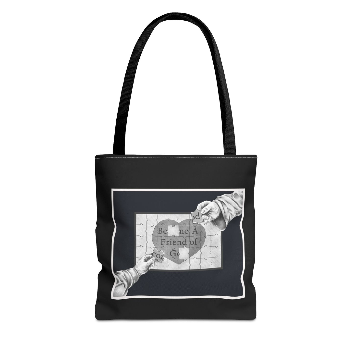 Become a Friend of God-Christian Tote Bag (Black & White), Inspirational Christian Gift, Bible Faith, Church Tote