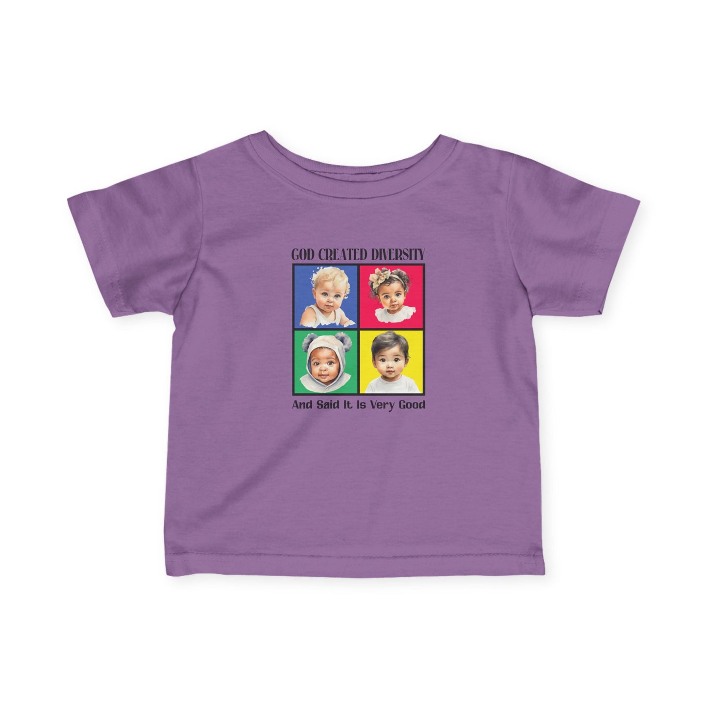 Infant Tee — "God Created Diversity" Colorful Baby Graphic