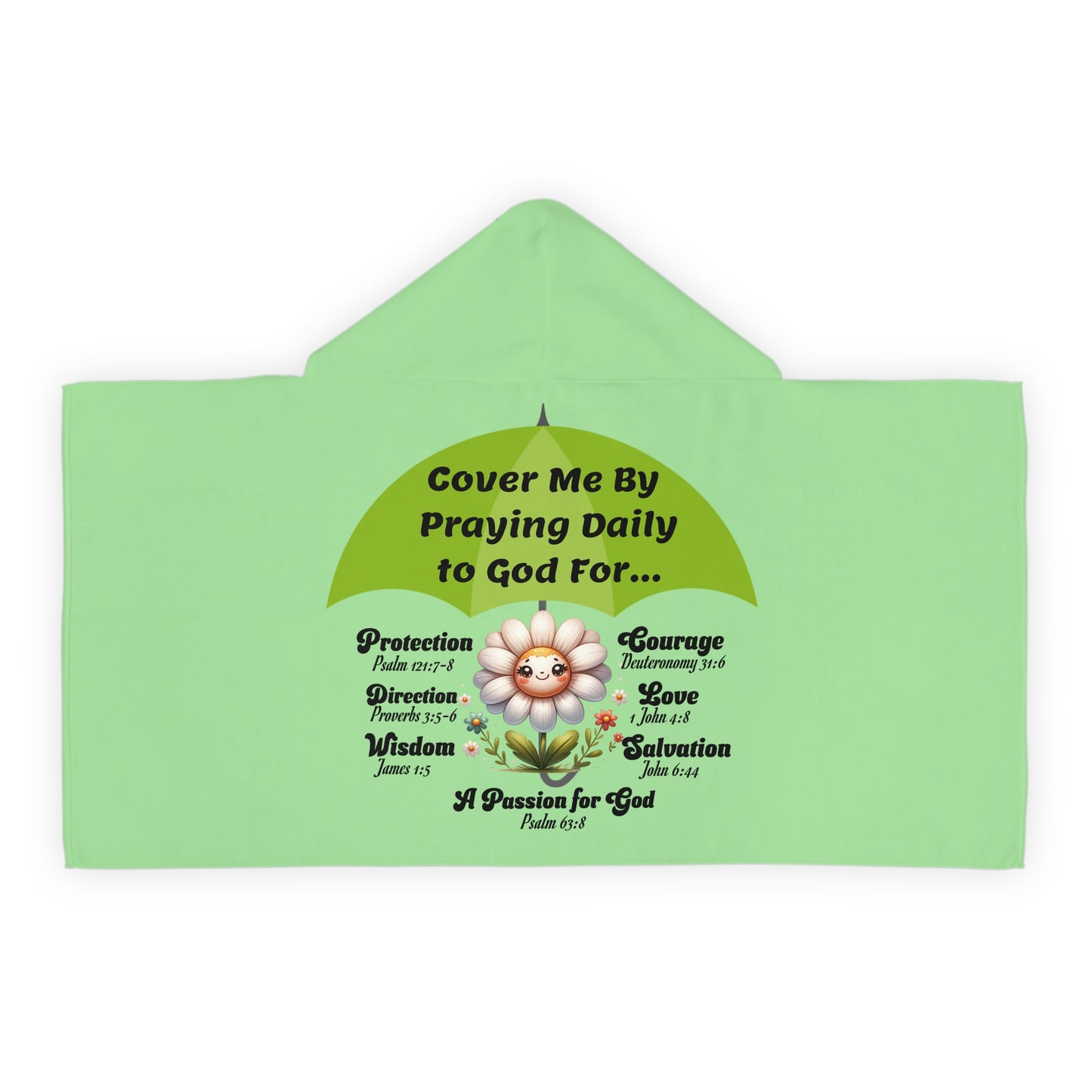 Youth Hooded Towel — Cover Me by Praying Daily to God, Christian Beach & Bath Towel
