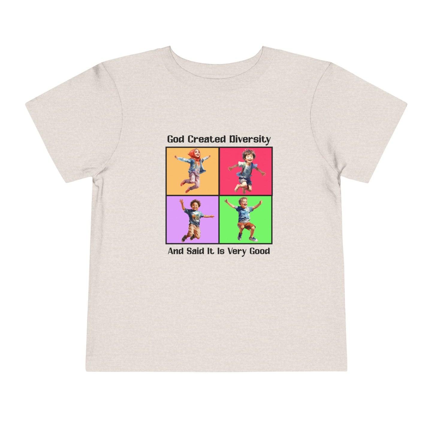 Toddler Short Sleeve Tee, Christian, Faith-Based, Diversity Design, Happy Kids