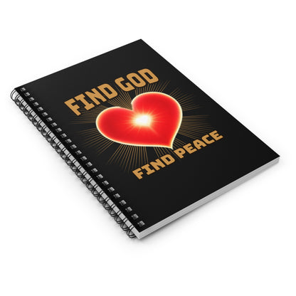 Find God-Find Peace, Spiral Ruled Journal for Positivity, Faith-Based