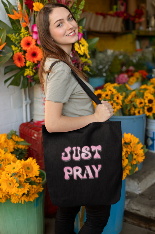 Just Pray Tote, Christian Tote Bag, Inspirational Christian Gift, Bible Faith