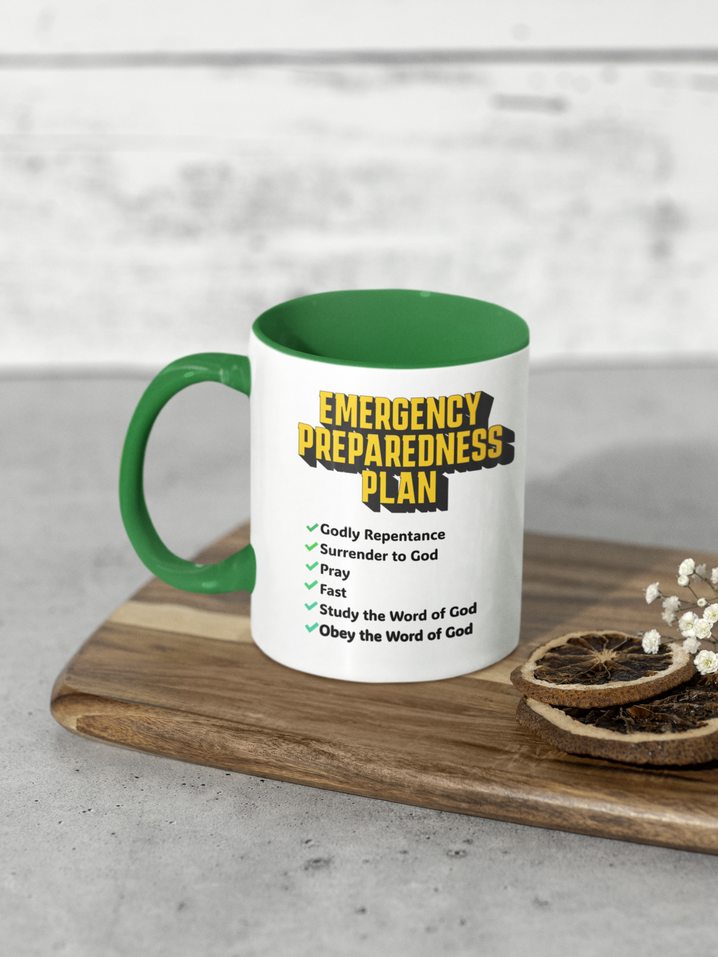Emergency Preparedness Plan, Christian Mug, Ceramic 11 oz Coffee Mug, Faith-Based