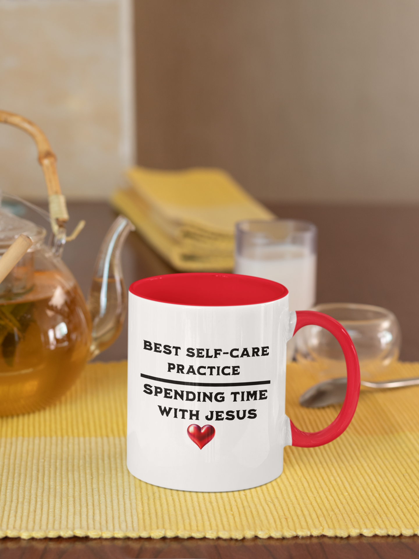 Best Self-Care Practice-Spending Time with Jesus, Christian Mug, Ceramic 11 oz
