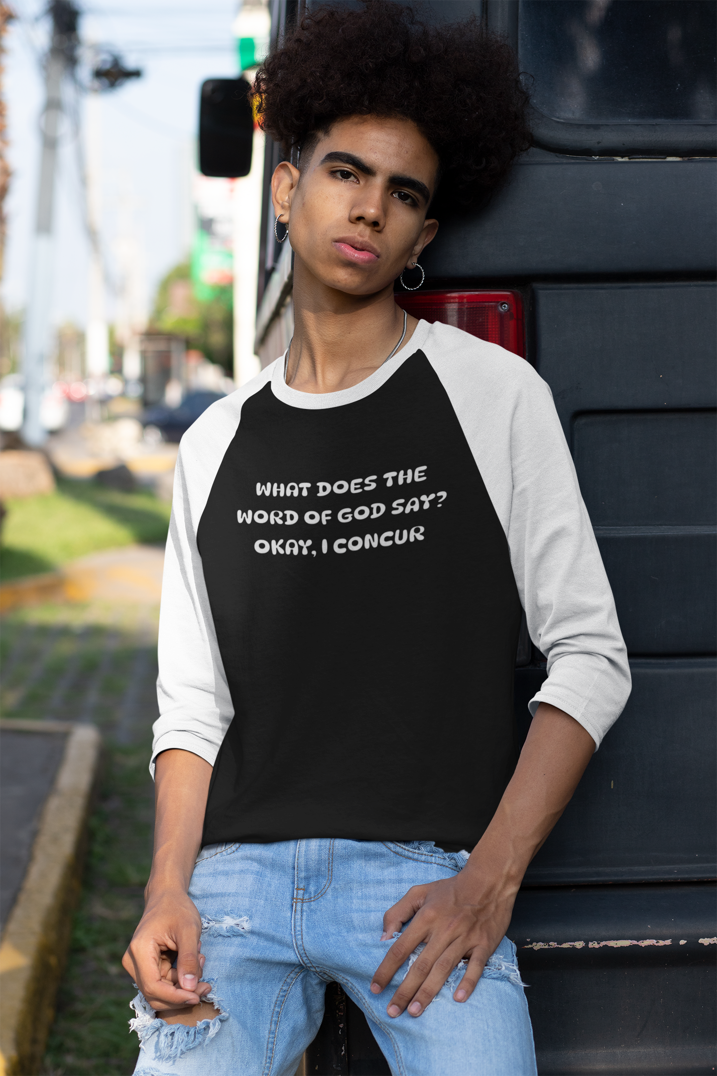 What Does the Word of God Say? Christian T-Shirt, Faith-Based, Raglan