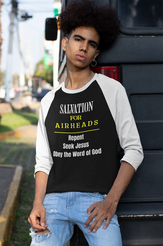 Salvation for Air Heads, Christian T-Shirt, Faith-Based, Raglan