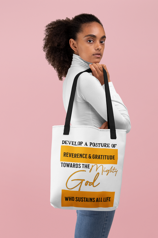 Mighty God Who Sustains All Life, Christian Tote Bag, Inspirational Christian Gift, Bible Faith