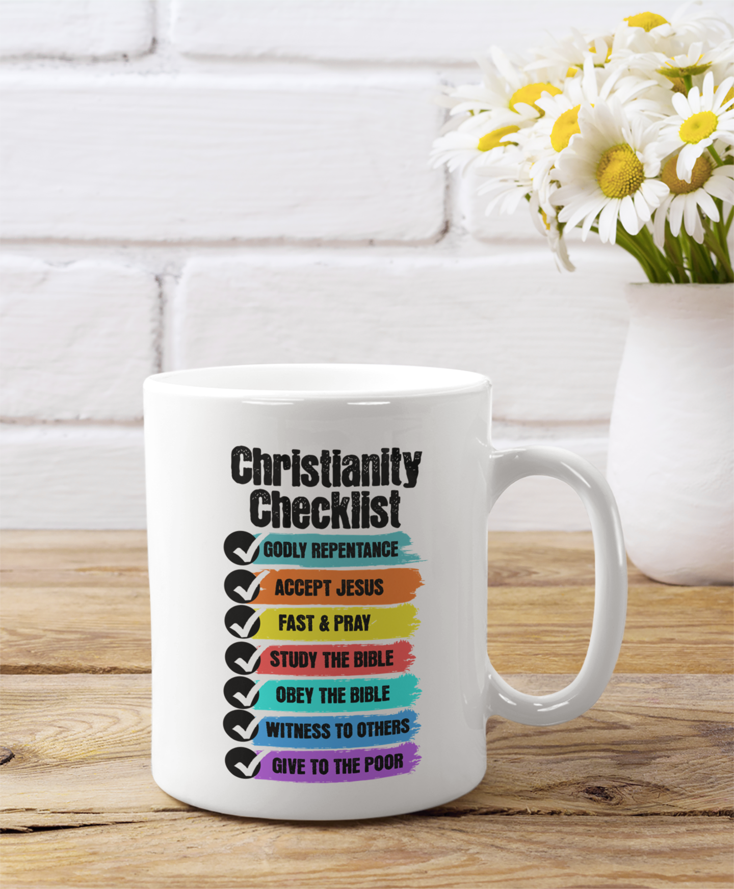 Christianity Checklist, Christian Mug, Ceramic 11 oz Coffee Mug, Faith-Based