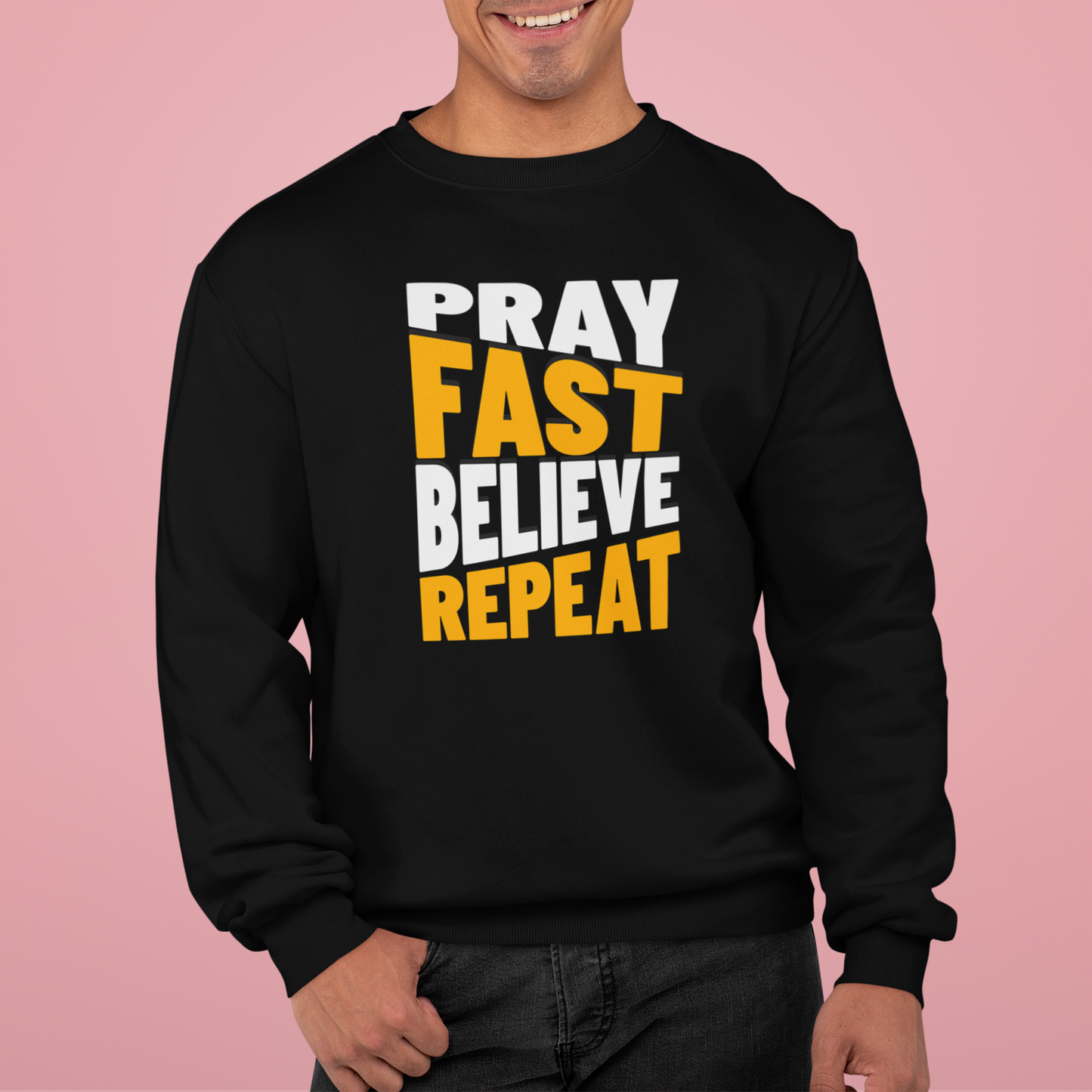 Pray-Fast-Believe-Repeat, Faith-Based, Repentance, Unisex Heavy Blend Sweatshirt