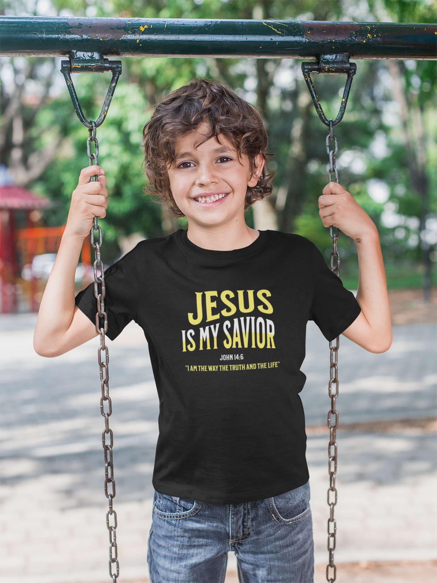 Youth Tee - "Jesus Is My Savior" Christian Kids T-Shirt (John 14:6), Faith-Based