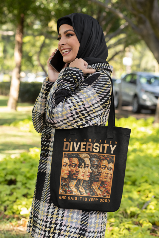 God Created Diversity, Christian Tote Bag, Inspirational, Bible Faith