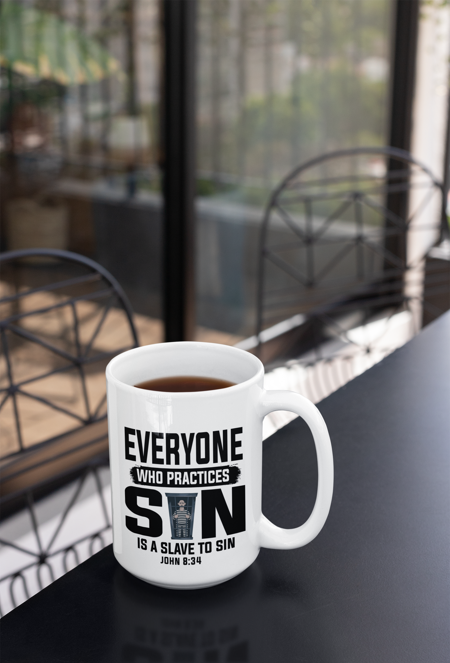 Everyone Who Practices Sin is a Slave to Sin, Christian Mug, Ceramic 11 oz Coffee Mug, Faith-Based