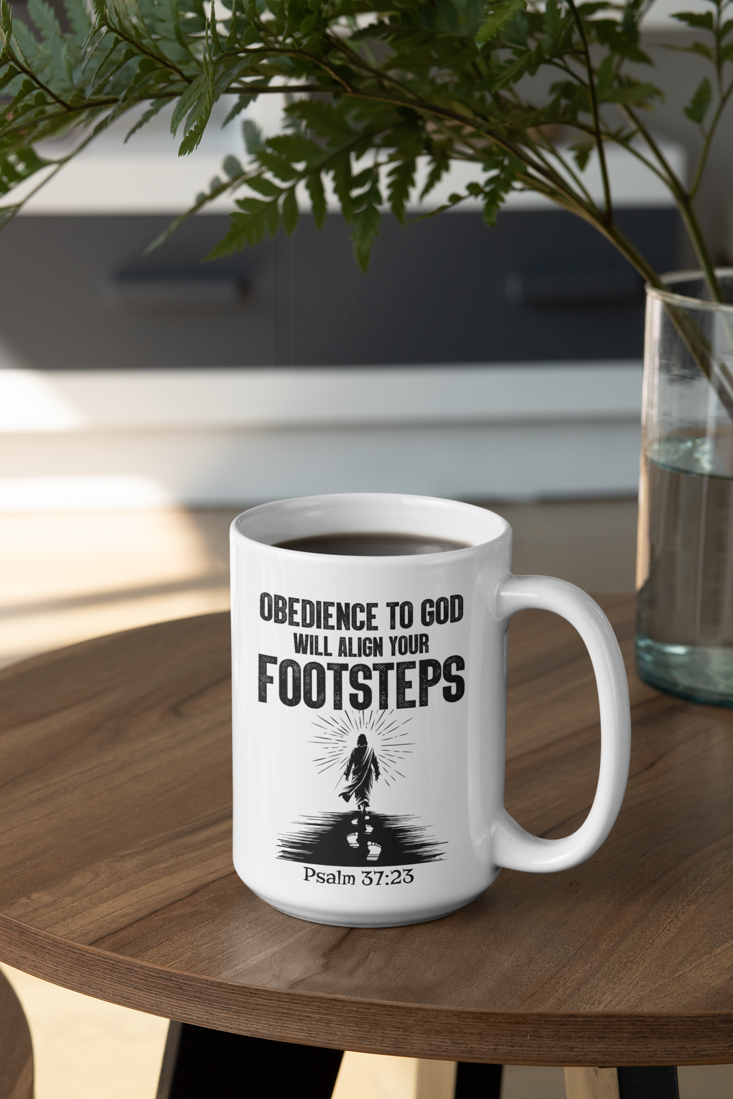 Obedience to God Will Align Your Footsteps, Christian Mug, Ceramic 11 oz Coffee Mug, Faith-Based