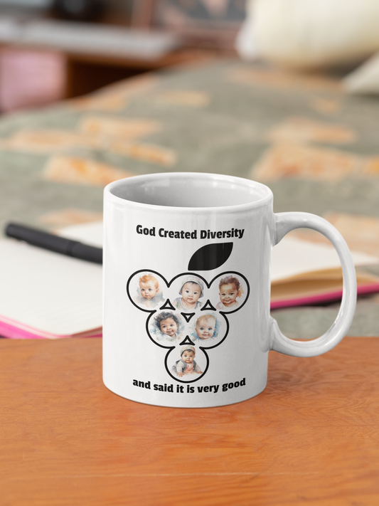 God Created Diversity and Said It Is Very Good, Christian Mug, Ceramic 11 oz Coffee Mug, Faith-Based