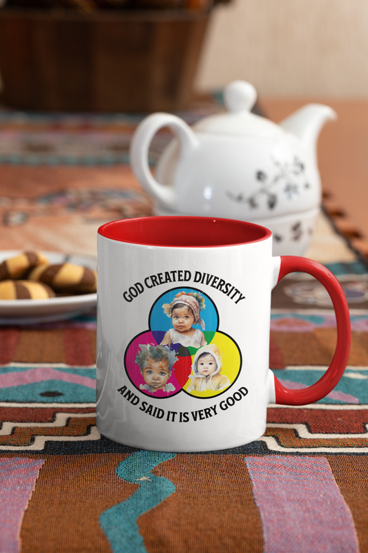 God Created Diversity and Said It Is Good, Christian Mug, Ceramic 11 oz Coffee Mug, Faith-Based