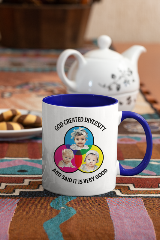 God Created Diversity and Said It Is Good, Christian Mug, Ceramic 11 oz Coffee Mug, Faith-Based
