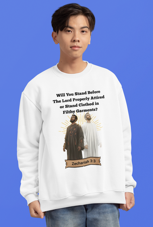 Stand Before the Lord Properly Attired, Youth Crewneck Sweatshirt – Inspirational Christian Quote Graphic