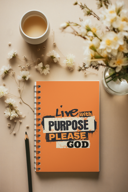 Live With Purpose Please God- To Obey the Word of God-Spiral Ruled Journal for Positivity & Gifts