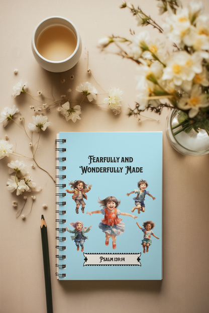 Fearfully and Wonderfully Made, Happy Kids Playing-Spiral Ruled Journal for Positivity & Gifts