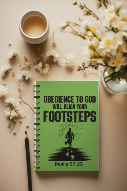 Obedience to God Will Align Your Footstep-Spiral Ruled Journal for Positivity & Gifts