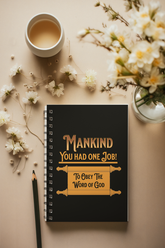 Mankind You Had One Job!- To Obey the Word of God-Spiral Ruled Journal for Positivity & Gifts, Faith-Based