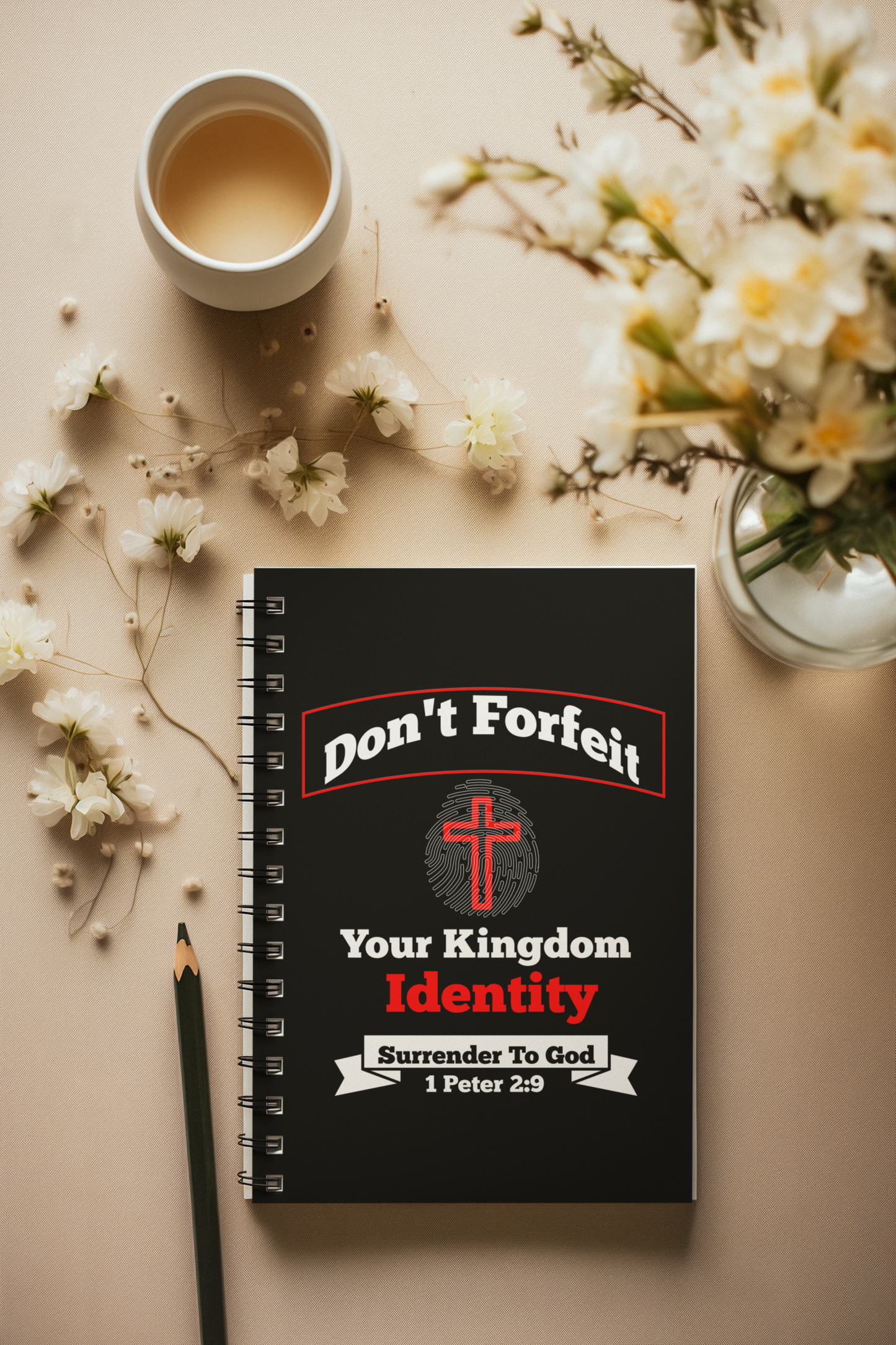 Don't Forfeit Your Kingdom Identity — Spiral Ruled Journal for Positivity & Gifts, Faith-Based