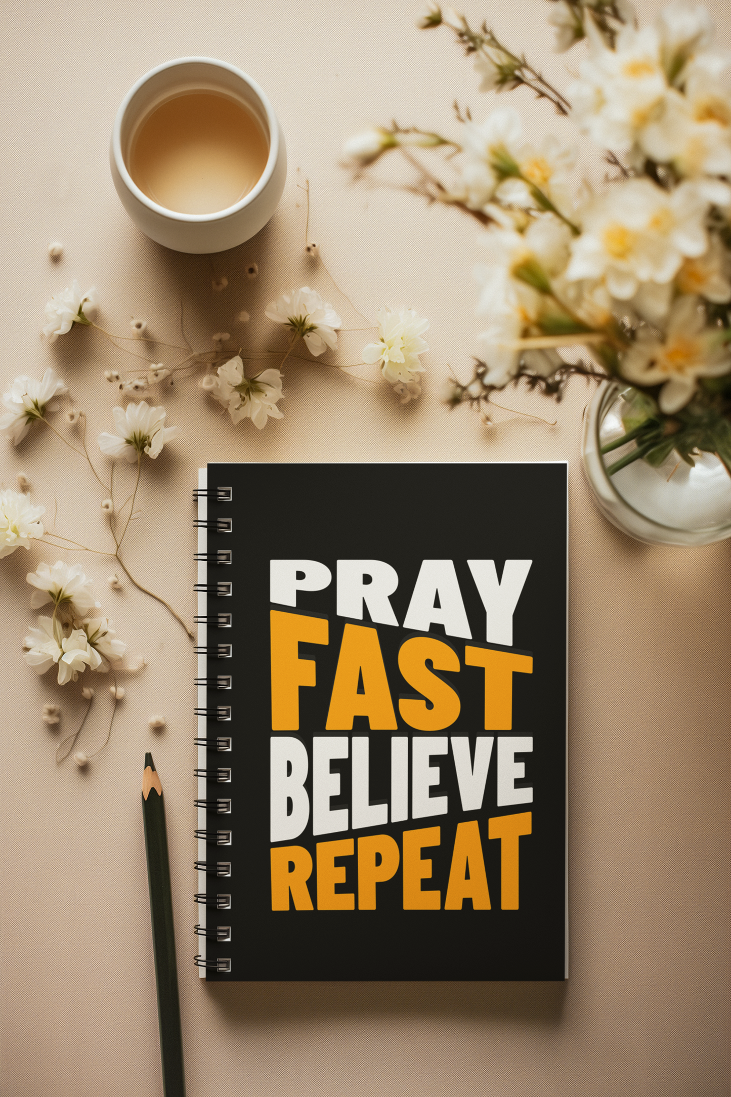 Fast-Pray-Believe-Repeat-Spiral Ruled Journal for Positivity & Gifts