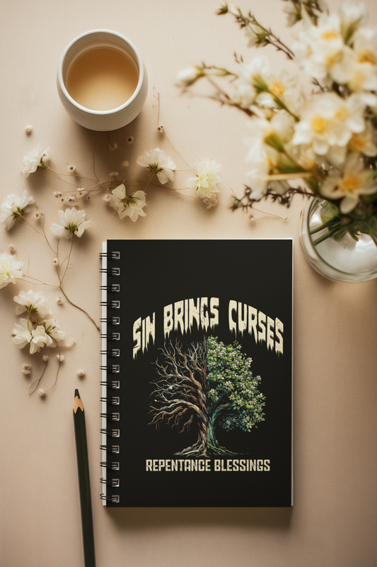 Sin Brings Curses — Spiral Ruled Journal for Positivity & Gifts
