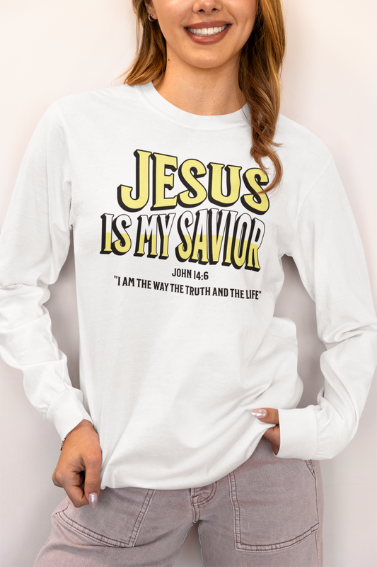 Jesus is My Savior, Long Sleeve Tee — Faith-Based Christian Message Shirt