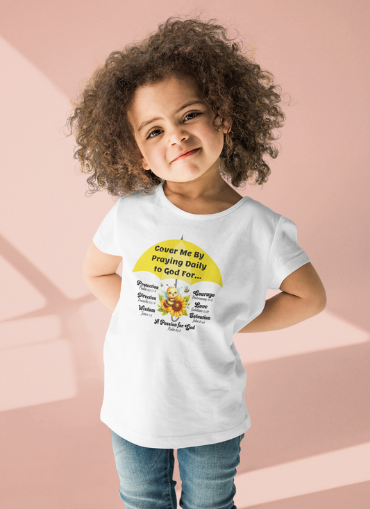 Toddler Short Sleeve Tee, Christian, Faith-Based, Cover Me With Prayer, Cute Bubble Bee