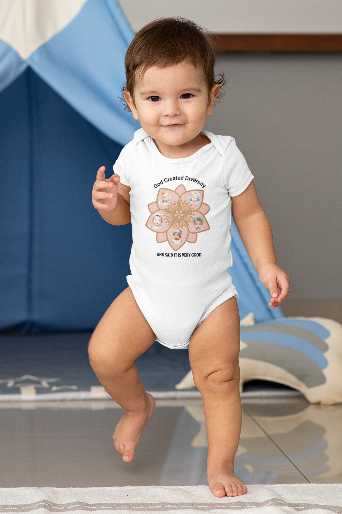 Bodysuit - 'God Created Diversity, Floral Design, Christian, Faith-Based