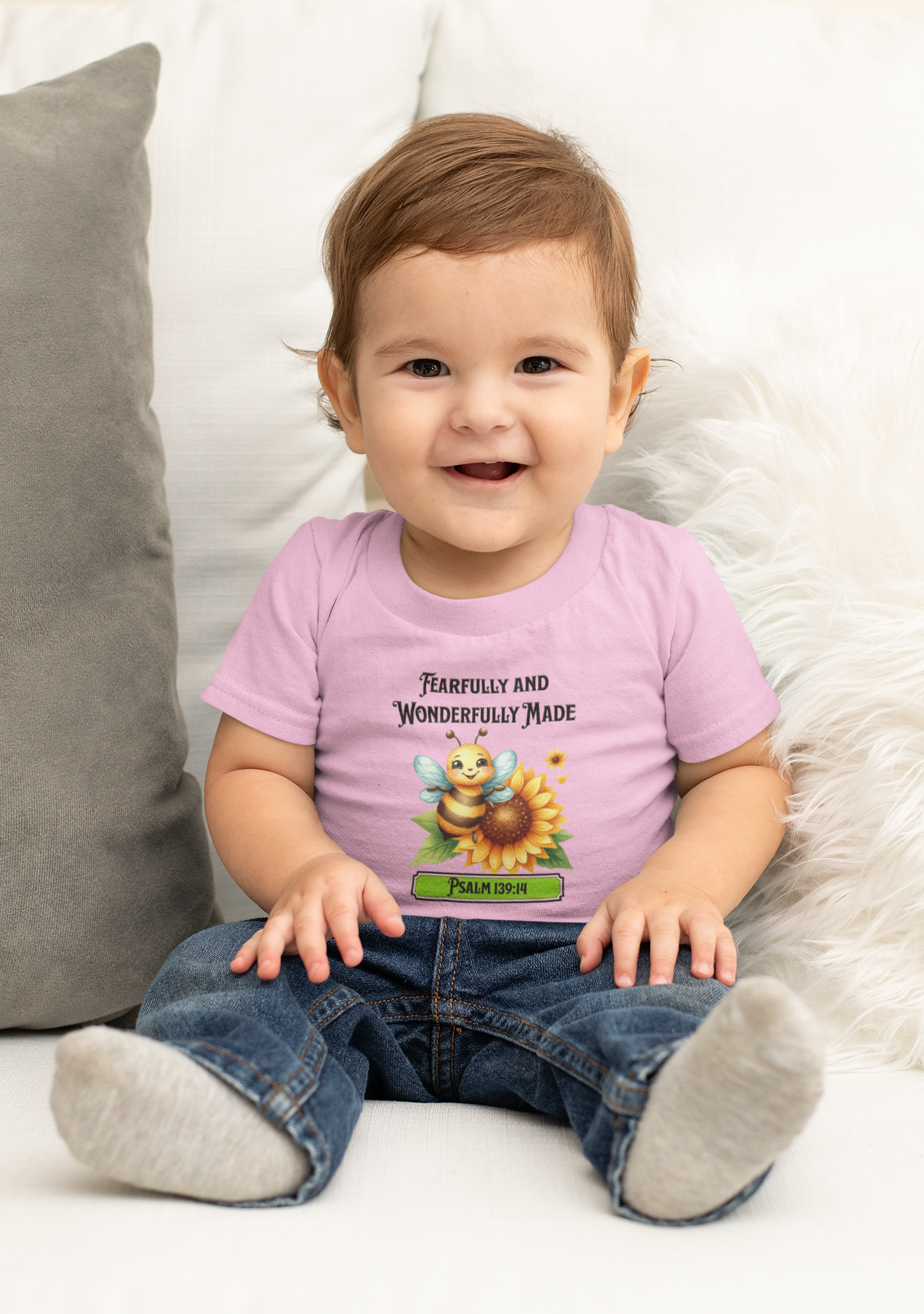 Fearfully and Wonderfully Made, Christian Baby Shirt | Religious Infant Top | Bubble Bee