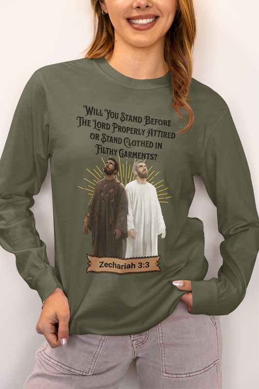 Stand Before Lord Properly Attired-Long Sleeve Tee — Faith-Based Christian Message Shirt