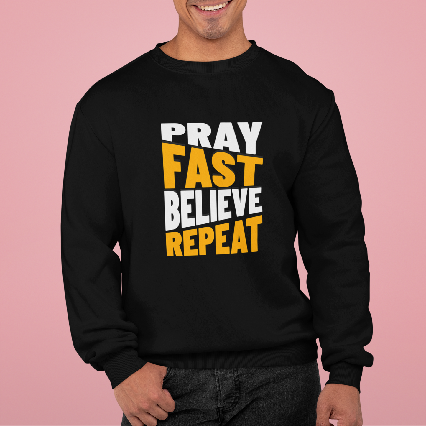 Pray-Fast-Believe-Repeat, Faith-Based, Repentance, Unisex Heavy Blend Sweatshirt
