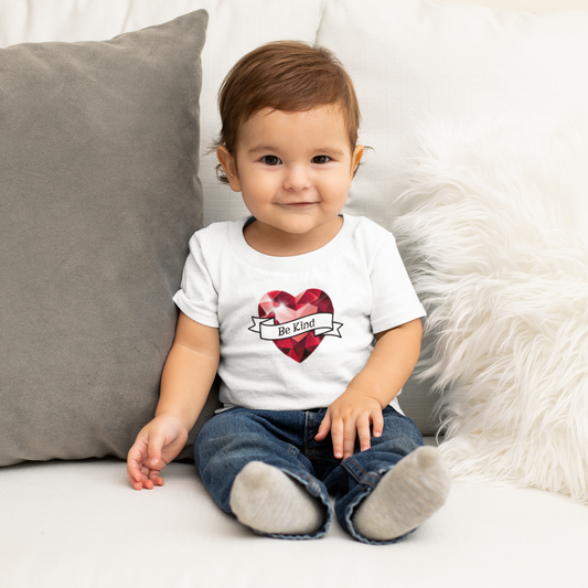Infant Tee — Red Heart "Be Kind" Baby T-Shirt, Faith-Based