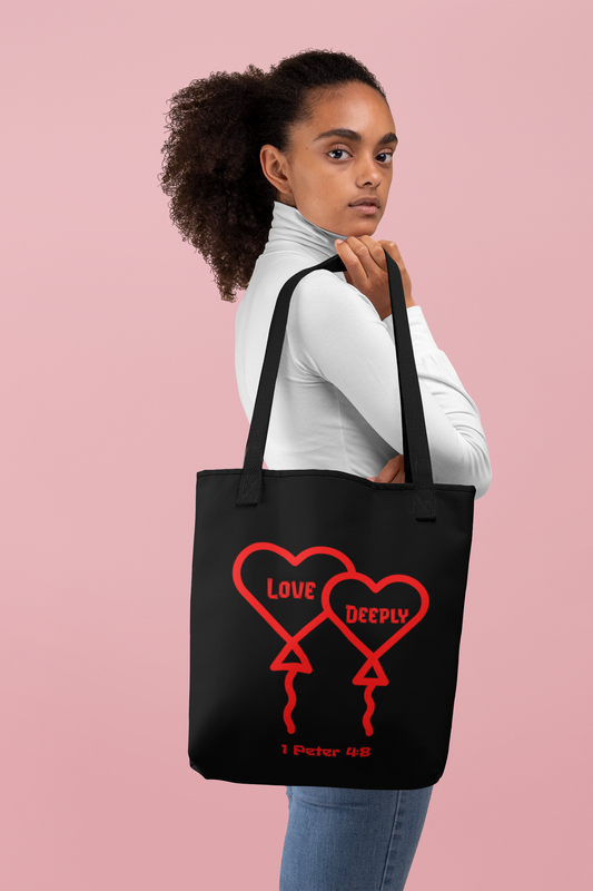 Love Deeply, Christian Tote Bag, Inspirational, Bible Faith