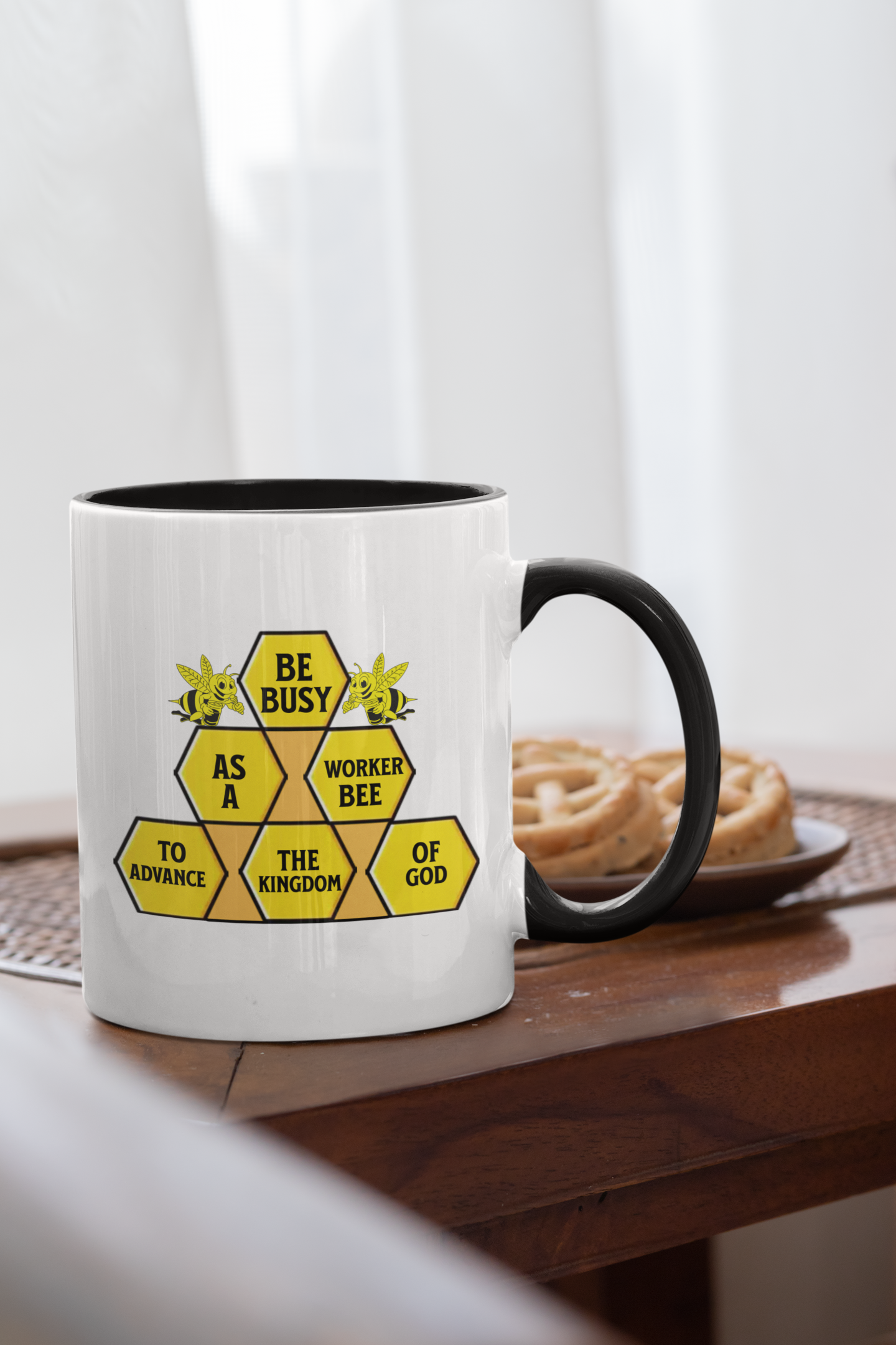Be Busy As a Worker Bee To Advance the Kingdom of God- Motivational Coffee Cup, Faith-Based
