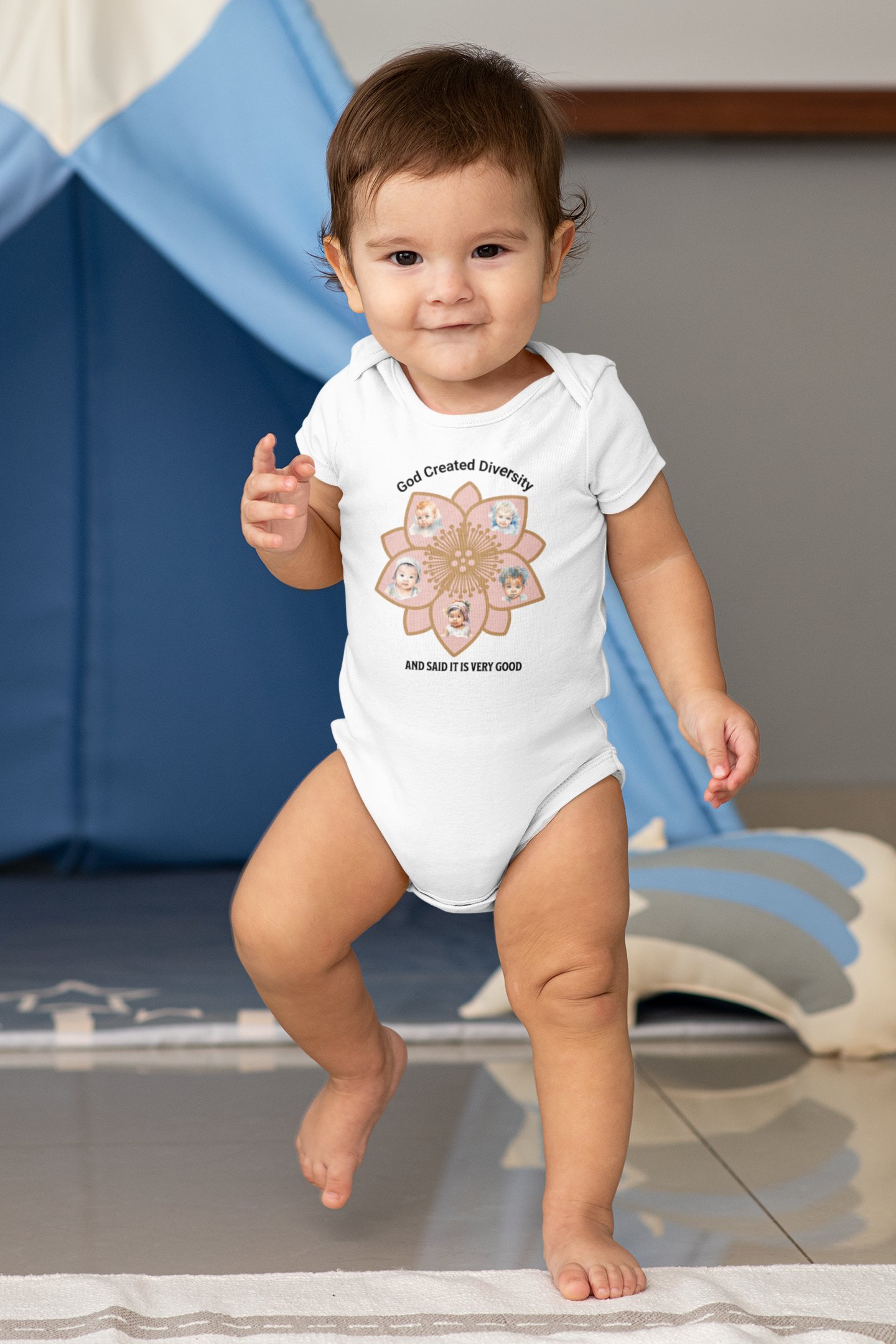 Bodysuit - 'God Created Diversity, Floral Design, Christian, Faith-Based