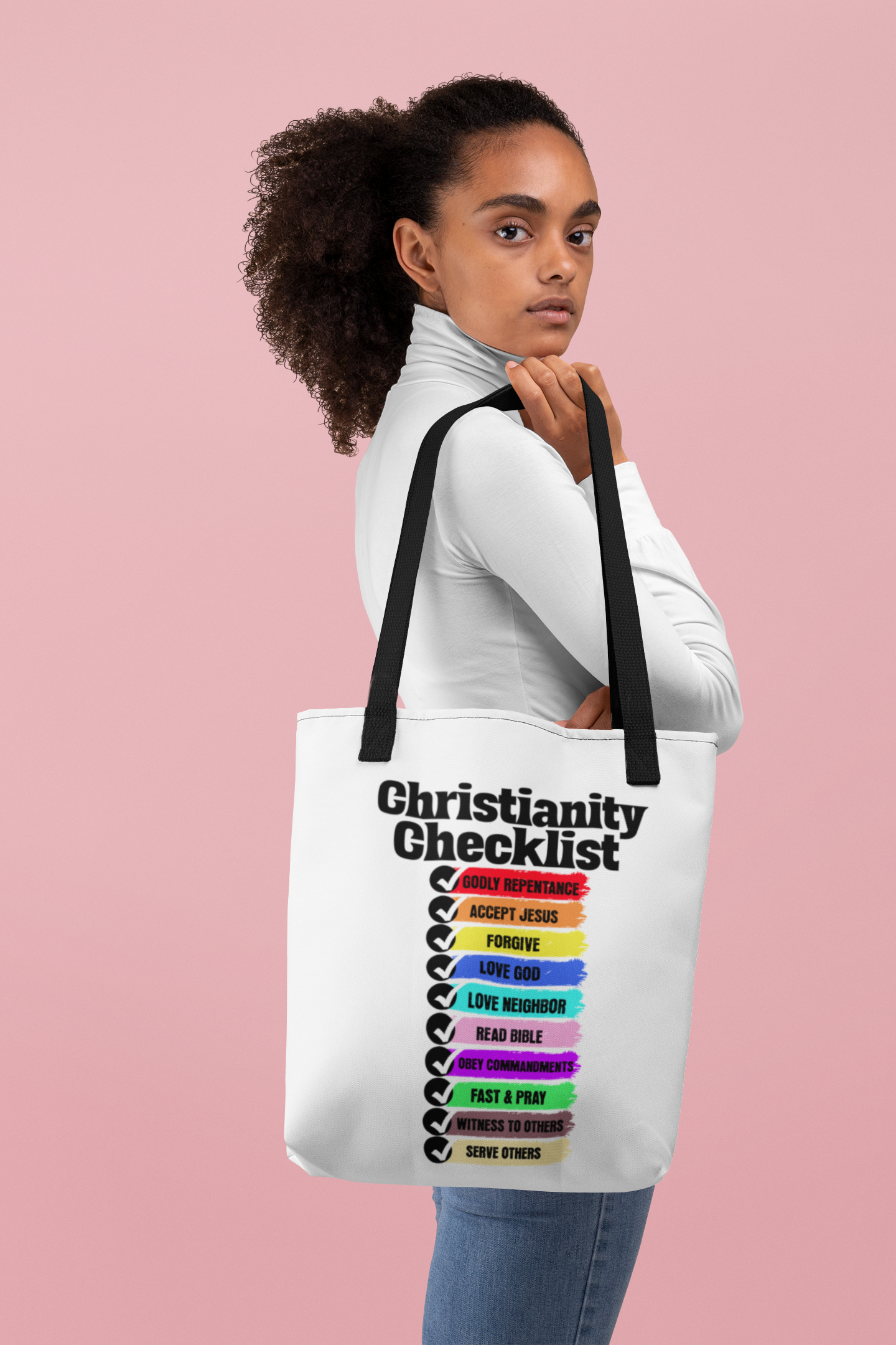 Christianity Checklist, Christian Tote Bag, Inspirational, Bible Faith