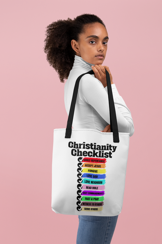 Christianity Checklist, Christian Tote Bag, Inspirational, Bible Faith
