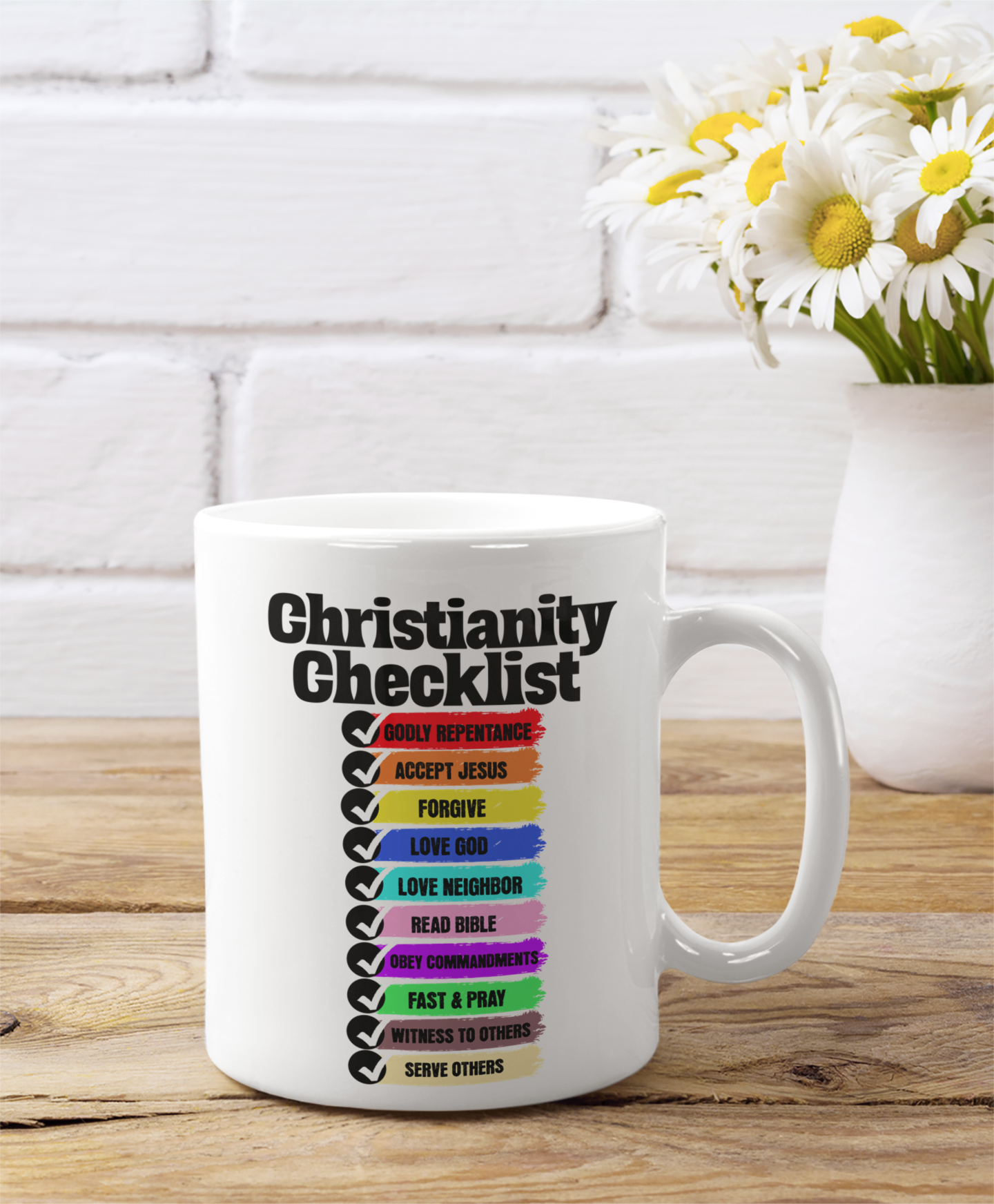 Christianity Checklist, Christian Mug, Ceramic 11 oz Coffee Mug, Faith-Based