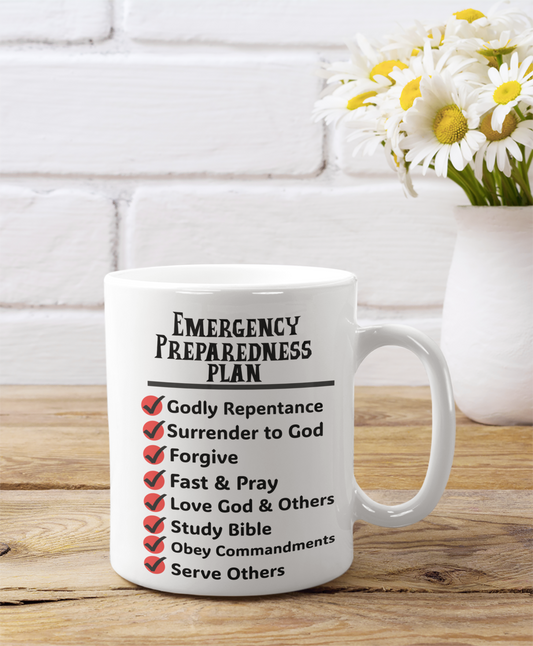 Emergency Preparedness Mug, Christian Mug, Faith-Based