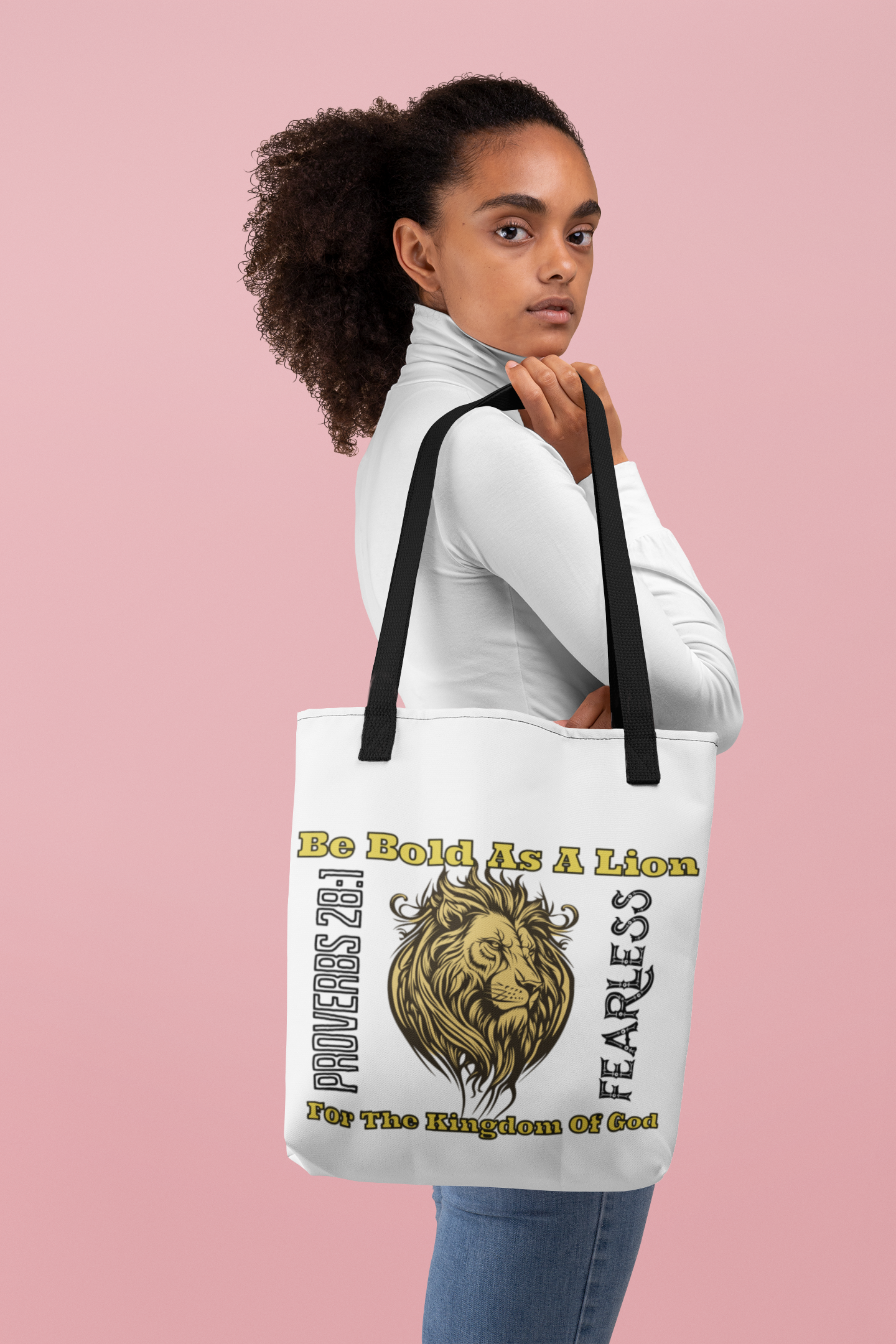 Be Bold as a Lion, Christian Tote Bag, Inspirational, Bible Faith