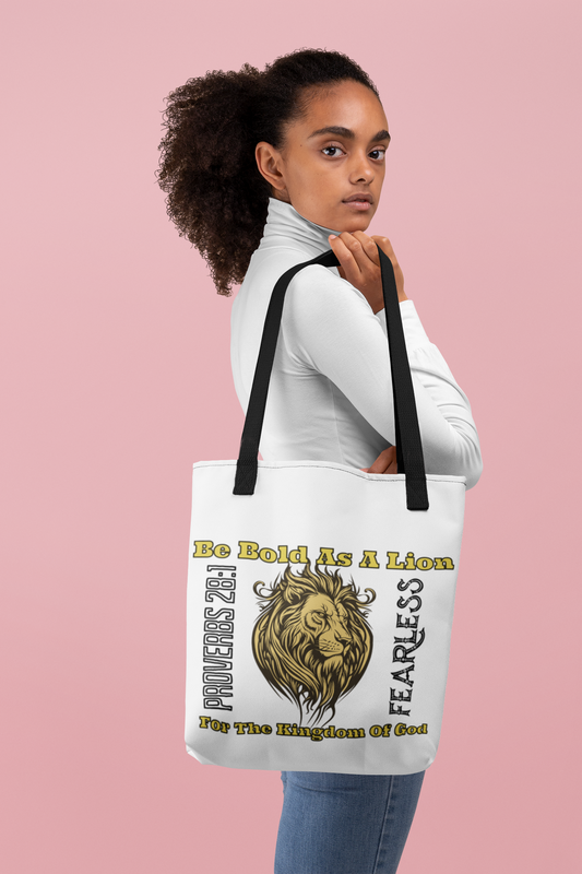 Be Bold as a Lion, Christian Tote Bag, Inspirational, Bible Faith