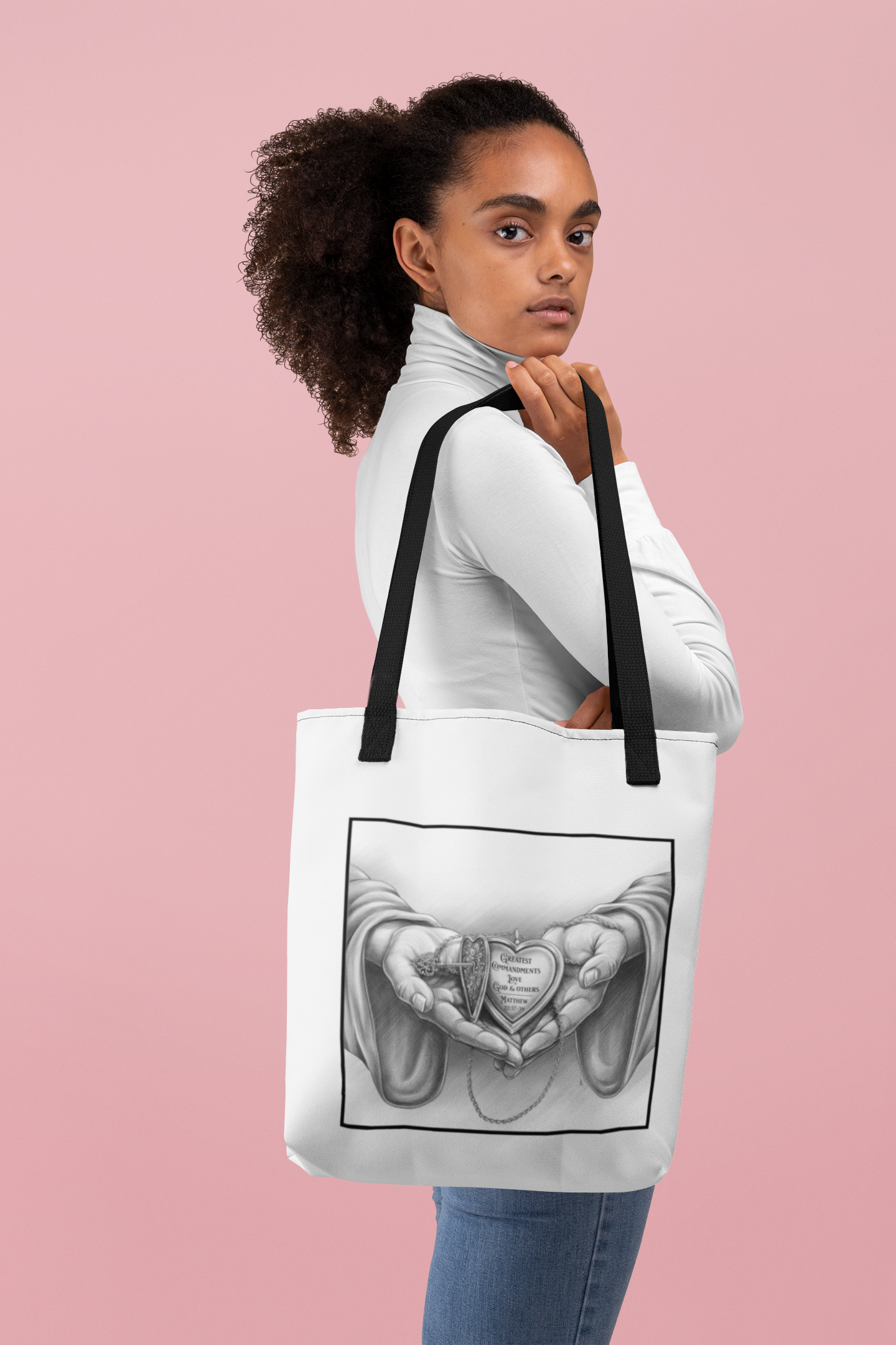 Greatest Commandments: Love God & Others, Christian Tote Bag, Inspirational, Bible Faith