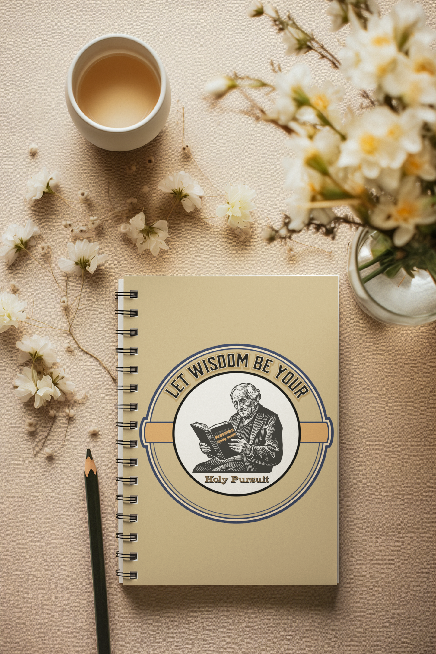 Let Wisdom Be Your Holy Pursuit, Spiral Ruled Journal for Positivity, Faith-Based