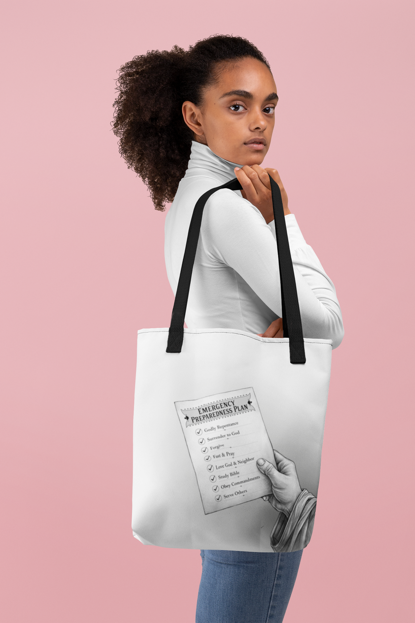 Emergency Preparedness Plan, Christian Tote Bag, Inspirational, Bible Faith